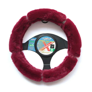 Tpster Γούνινο Κάλυμμα Τιμονιού Σε Μπορντό Χρώμα 32714