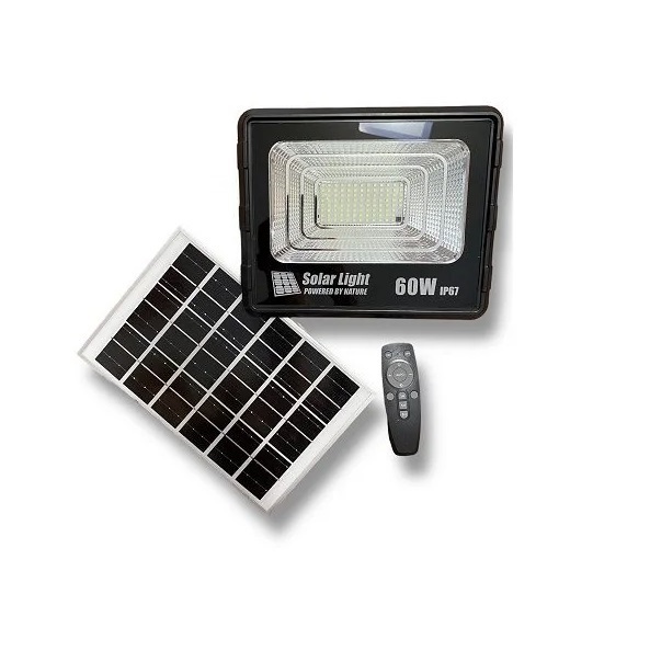 Ηλιακός Προβολέας LED 60W IP67 με πάνελ, Τηλεχειρισμό & Χρονοδιακόπτη GD-60H