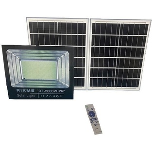 Led Αδιάβροχος Ηλιακός Προβολέας 2000W με 2 Πάνελ και Τηλεχειριστήριο RZ-144