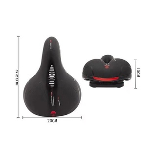 Πλατιά αντικραδασμική σέλα ποδηλάτου 250x200mm με ανακλαστικό φως SF004 Μαύρη με κόκκινες ή πράσινες λεπτομέριες