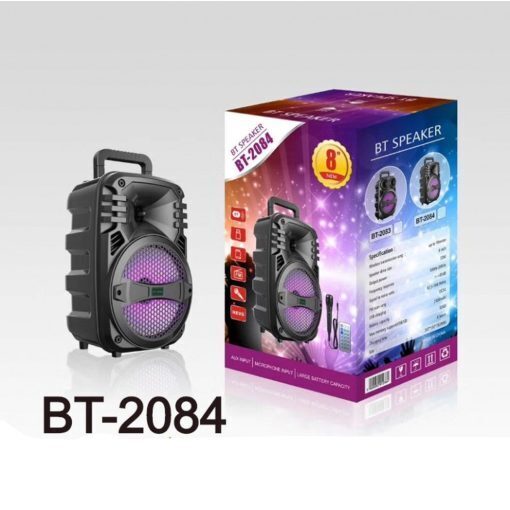 Σύστημα Karaoke 8″ Bluetooth με Ενσύρματο Μικρόφωνο και FM, USB, AUX, TF BT-2084 Μαύρο