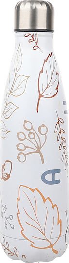 Tpster Μπουκάλι Θερμός Ανοξείδωτο 500ml Άσπρο με σχέδια 