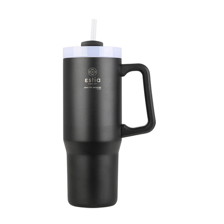 ΘΕΡΜΟΣ STRAW TUMBLER XL SAVE THE AEGEAN 900ml MIDNIGHT BLACK
