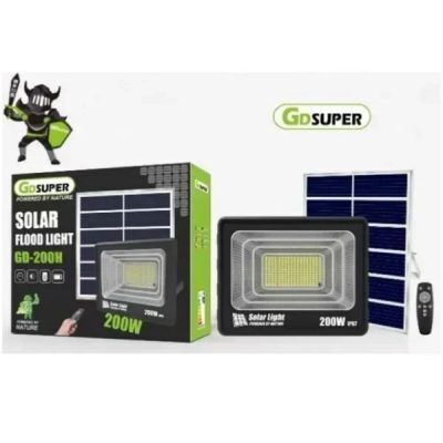 Ηλιακός Προβολέας LED 200W IP67 με πάνελ, Τηλεχειρισμό & Χρονοδιακόπτη GD-200H