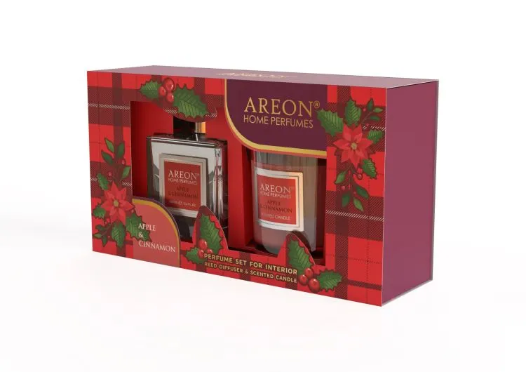 Σετ Δώρου Αρωματικό Χώρου Με Sticks & Αρωματικό Κερί Apple Cinnamon