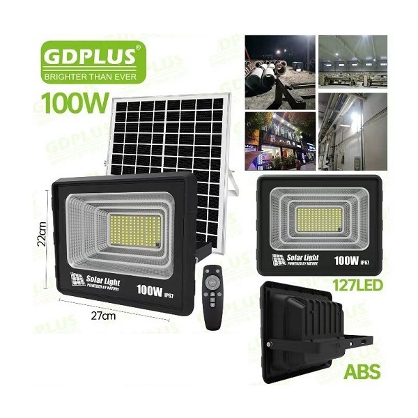 Ηλιακός Προβολέας LED 100W IP67 με πάνελ, Τηλεχειρισμό & Χρονοδιακόπτη GD-100H