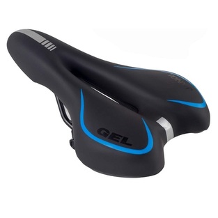 Σέλα ποδηλάτου με ενισχυμένο τζελ με ανακλαστική λωρίδα 275x160mm SF005 Μαύρη με μπλε λεπτομέριες