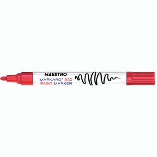 MARKARO230 RED PAINT MARKER ΜΑΡΚΑΔΟΡΟΣ ΑΝΕΞΙΤΗΛΟΣ ΜΕ ΜΠΙΛΙΑ, 2.3MM-3.0MM, ΚΟΚΚΙΝΟΣ