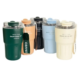 Κούπα Θερμός ταξιδιού Enjoy με γυάλινο καπάκι και ενσωματωμένο καλαμάκι 380ml JB-1785 Διάφορα χρώματα