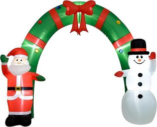 Φουσκωτή Χριστουγεννιάτικη Αψίδα με Άγιο Βασίλη και Χιονάνθρωπο 270cm