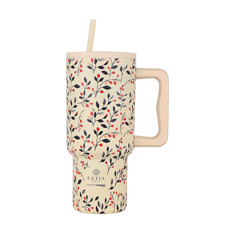 ΘΕΡΜΟΣ STRAW TUMBLER XL SAVE THE AEGEAN 900ml BLOOM BEIGE