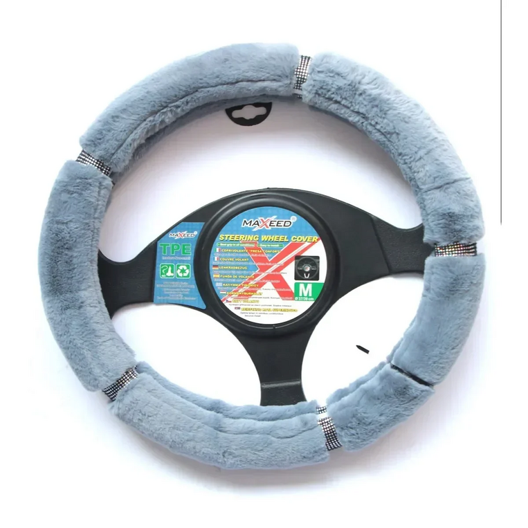 Tpster Γούνινο Κάλυμμα Τιμονιού Σε Γκρι Χρώμα 32715