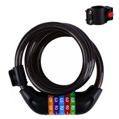 Κλειδαριά ποδηλάτου/μοτοσικλέτας με πενταψήφιο κωδικό, κουλούρα με διάφανη επίστρωση και στήριγμα 12mmx120cm SF031 Μαύρο