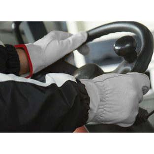 MHG-1303 ΓΑΝΤΙΑ ΔΕΡΜΑΤΟΠΑΝΙΝΑ "BUFFALO" ΜΕ ΛΑΣΤΙΧΟ, (ΑΣΠΡΑ), XL