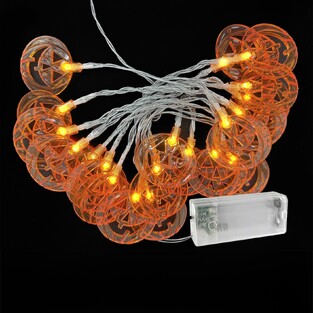 20 Λαμπάκια LED Μπαταρίας Κολοκύθες Λευκό Θερμό με Controller IP20 2,3m