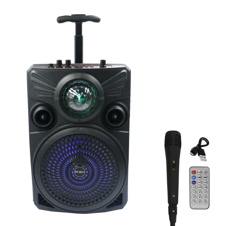 Φορητό Ασύρματο Ηχείο 8″ Bluetooth FM, USB, TF, AUX 20W TWS με Λαβή Μεταφοράς BT-2077 Μαύρο