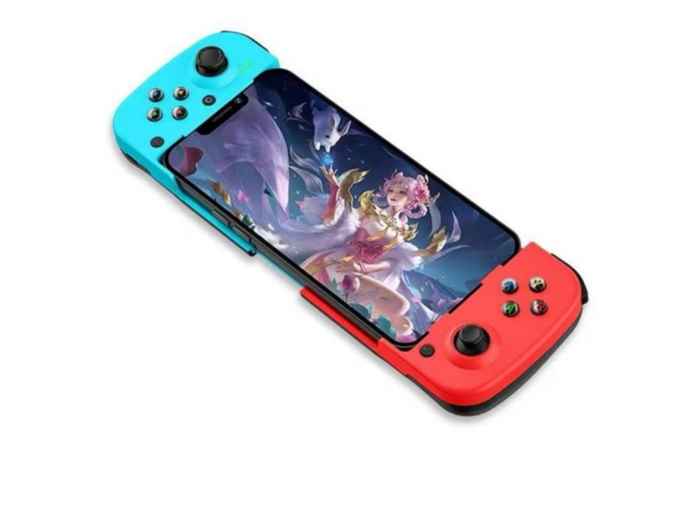 LJQ-069 Ασυρματο Χειριστηριο Κινητου Gaming Bluetooth 5.0 για Android / iOS / PC Κοκκινο / Μπλε